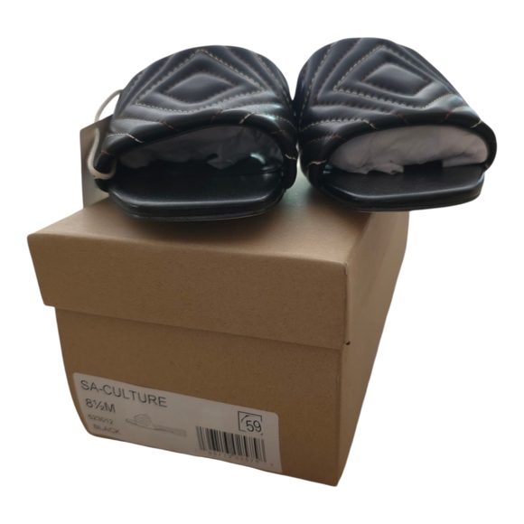 Santuary Women's Culture Square Toe Quilted Black Style Slide Sandals, Size 8.5 - Picture 12 of 16